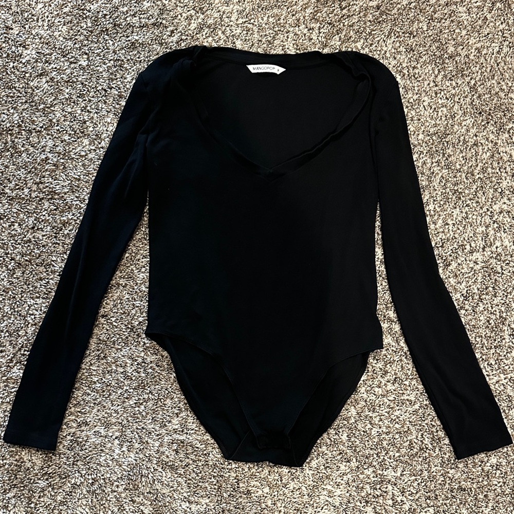 Elegant Black V-Neck Bodysuit
